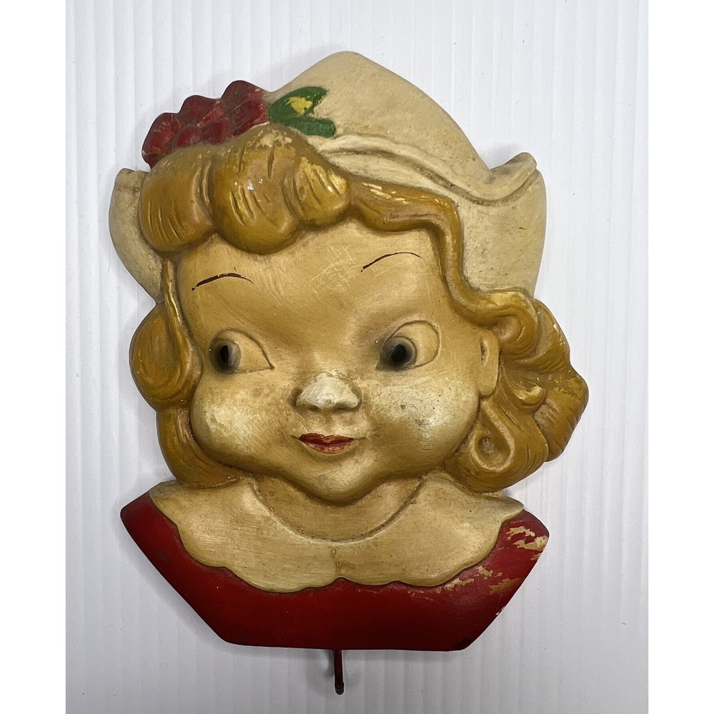 Vintage Dutch Girl In Hat Chalkware Pot Holder